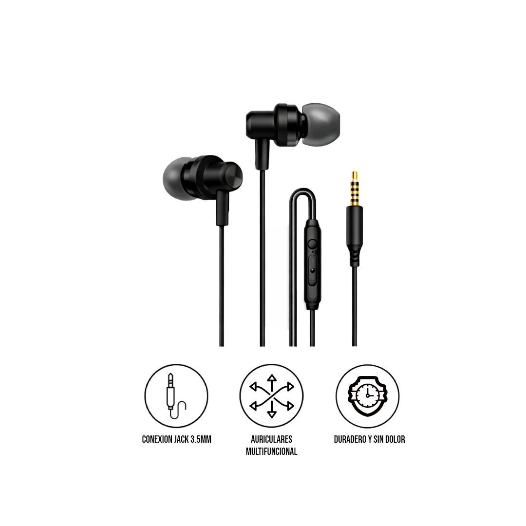 Audífonos NPHE-06 Jack 3.5mm Stereo Negro